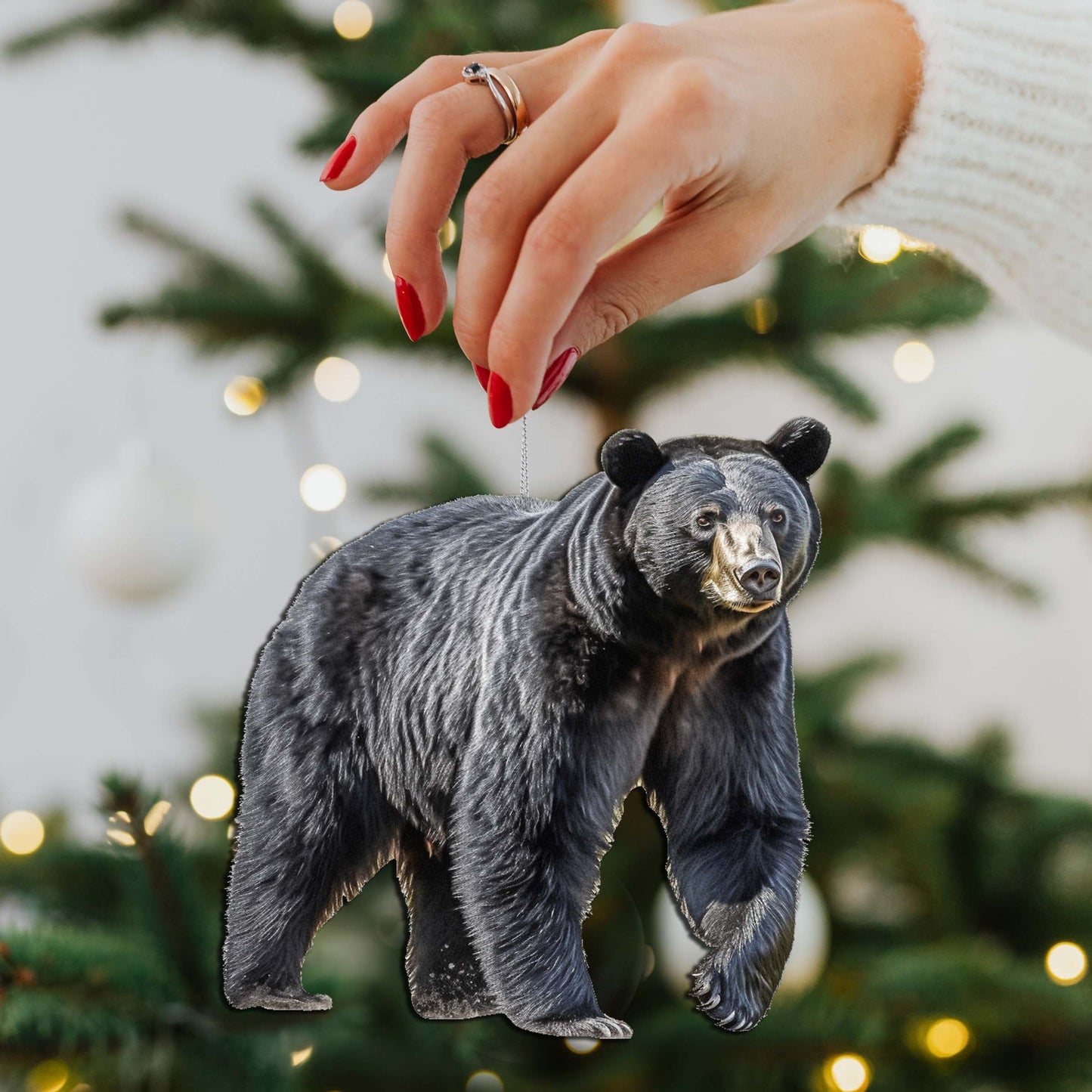 Alaskan Black Bear Wooden Ornaments by G.Debrekht - Wildlife Holiday Decor - 8710105-1