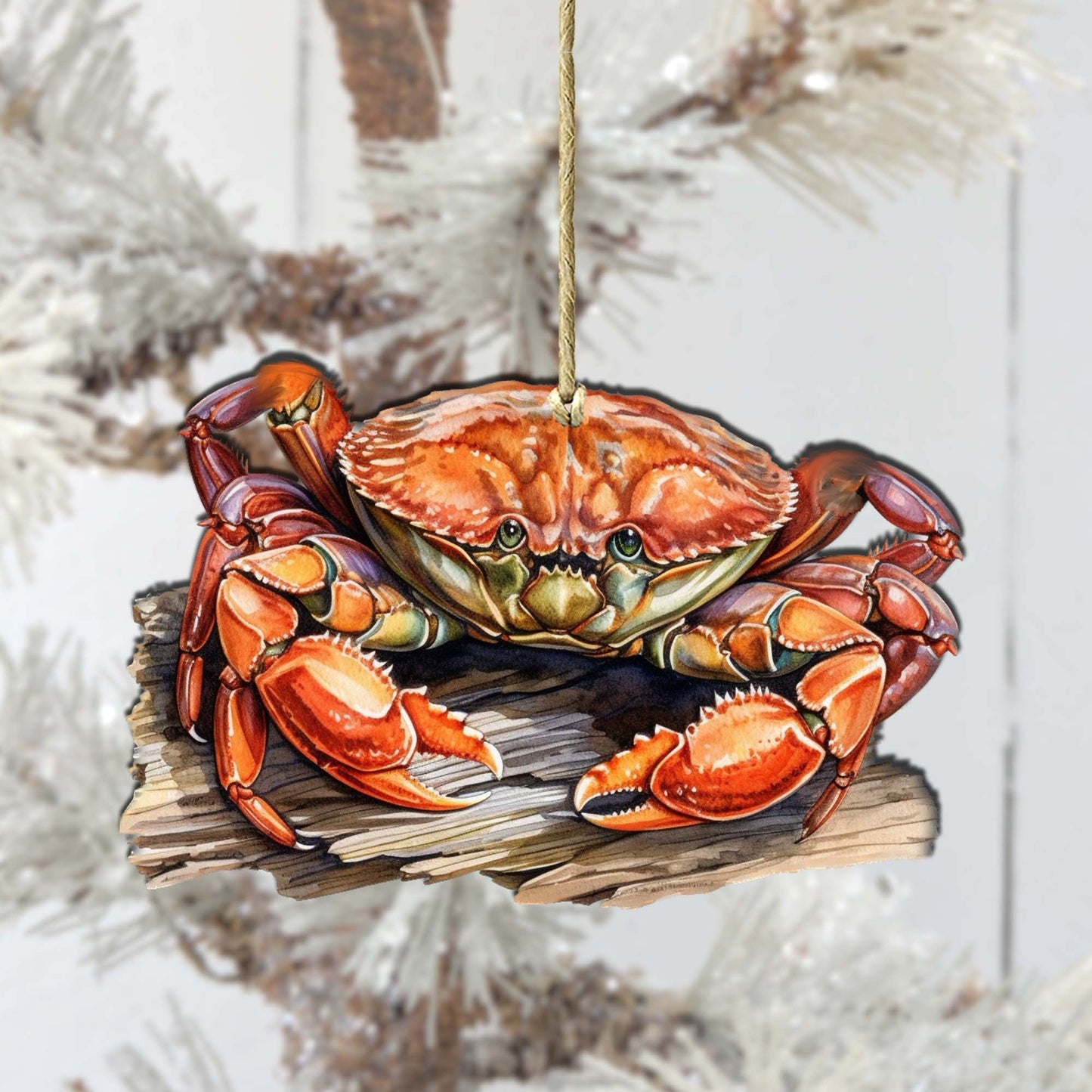 Alaskan Charming Crab Wooden Ornaments by G.Debrekht - Wildlife Holiday Decor - 8710121-2