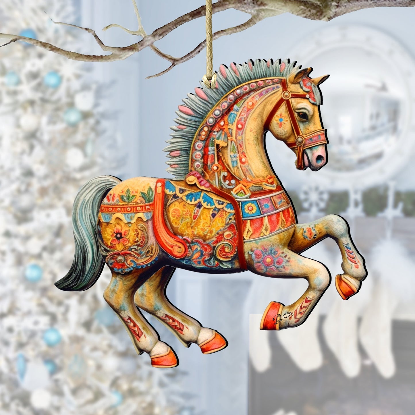 Ornamental Horses Wooden Ornaments Set of 3 by G. Debrekht - Christmas Decor - 8100193S3