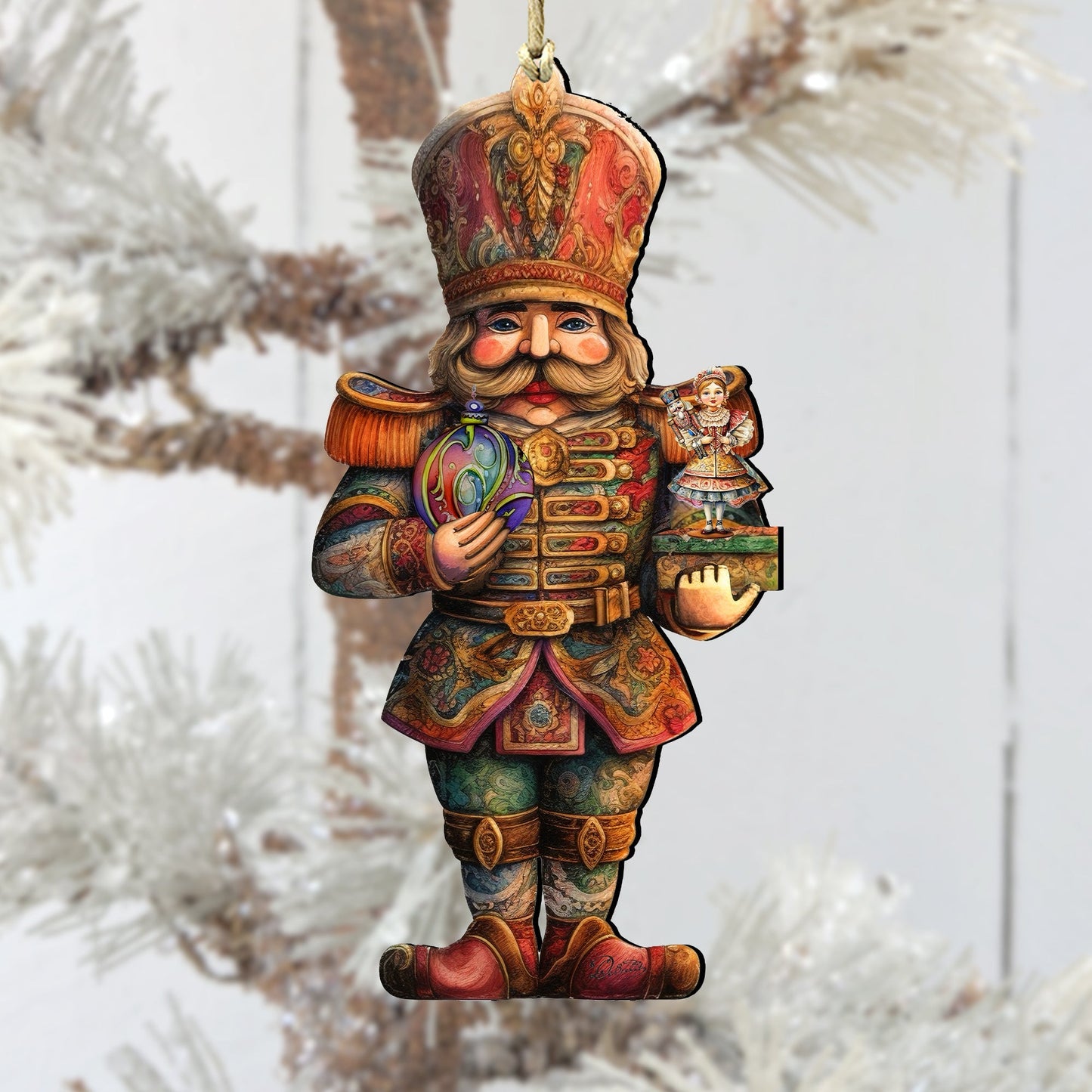 Nutcracker with Clara Wooden Ornaments by G. Debrekht Christmas Decor - 8611059