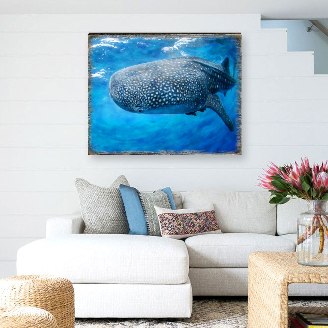 Blue Whale Art Wooden Wall Art by Nature Wonders - Nature Wildlife Decor  - 95401B