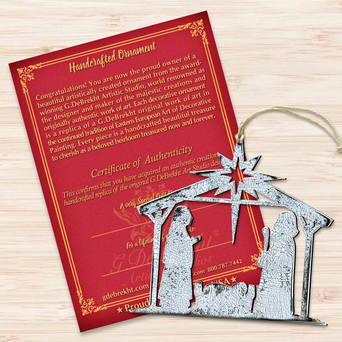 Rustic Rising Star Nativity Wooden Ornaments by G. DeBrekht - Nativity Holiday Decor - 8198851