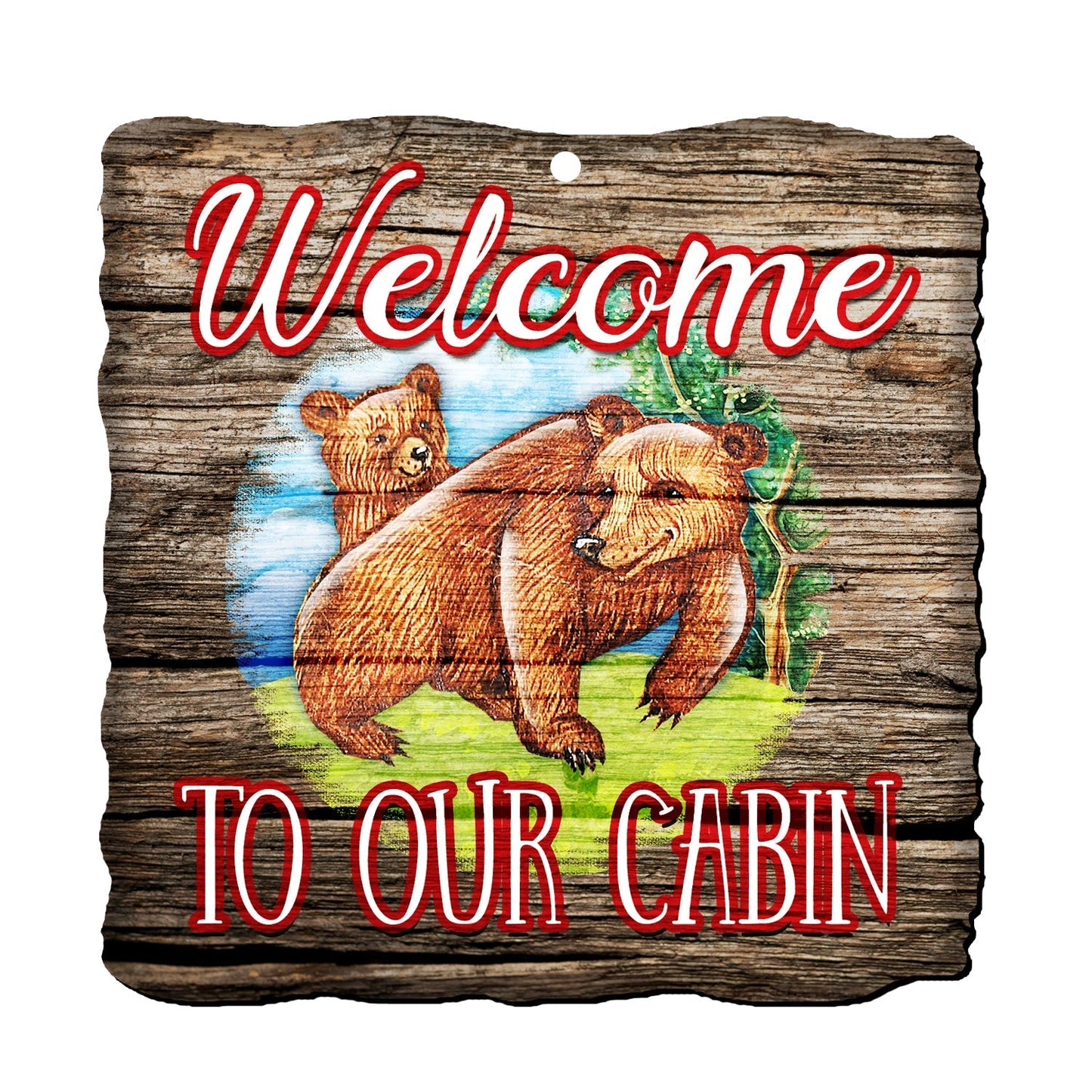 Welcome Cabin Bears Wall Door Hanger - Wildlife Holiday Decor - 8114080H