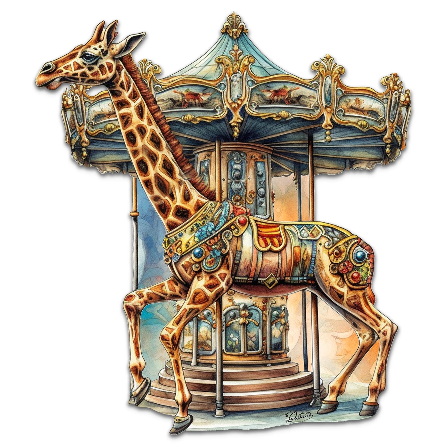 Carousel Giraffe Holiday Door Decor  by G. Debrekht - Christmas Decor - 8611028H