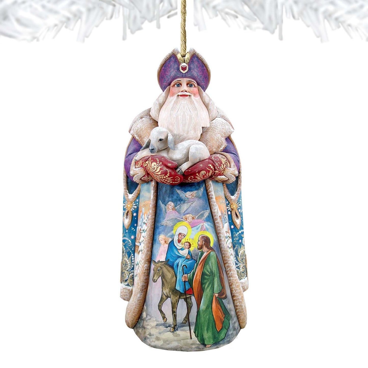 Santa and the Guardian Angels Wooden Ornaments by G. DeBrekht - Christmas Santa Snowman Decor - 811832