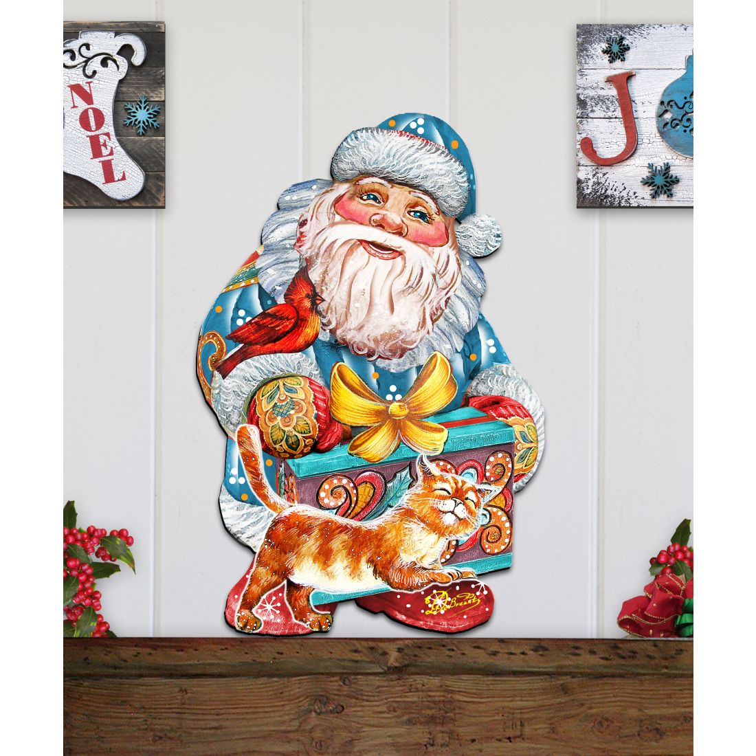 Kitty Santa Christmas Door Decor by G. DeBrekht - Christmas Santa Snowman Decor - 8119175H