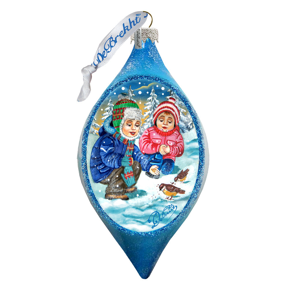 Feeding the Bird Glass Ornament by G. DeBrekht - 757-039