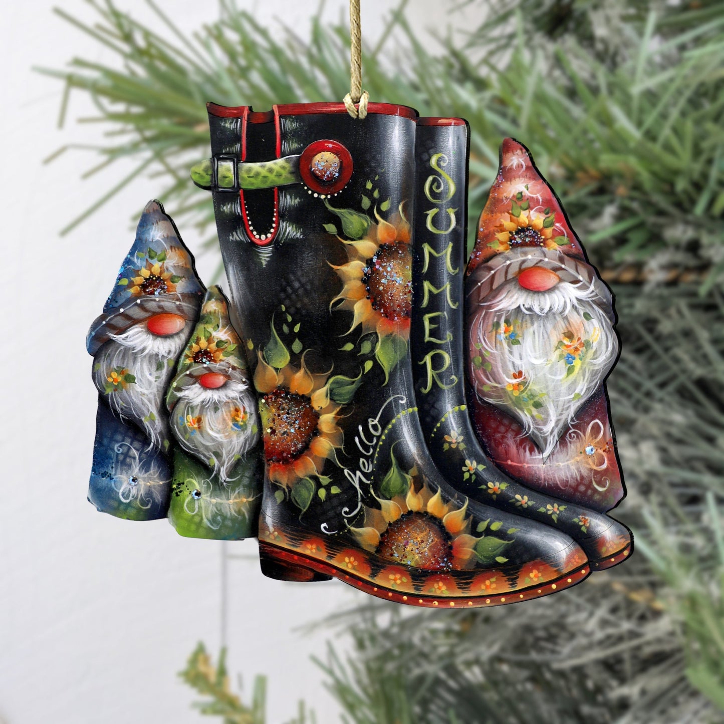 Hello Summer Boots Wooden Ornaments by Jamie Mills-Price Love Kids Family Decor - 8611062-3-MP