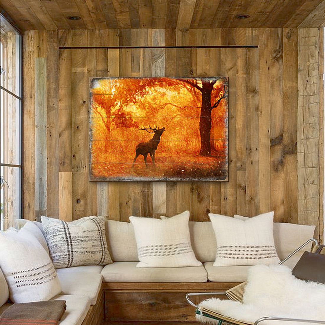 Forest Fire Art Wooden Wall Art by Nature Wonders - Nature Wildlife Decor  - 95291B