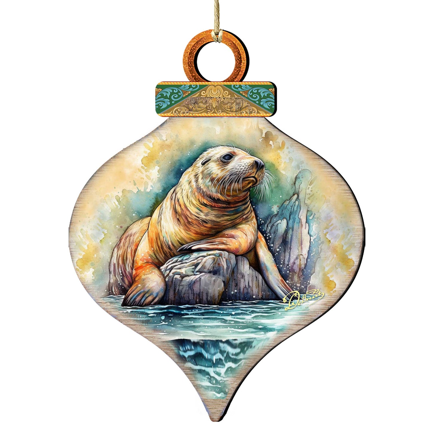 Coastal Sea Lion Wooden Ornaments by G.Debrekht - Wildlife Holiday Decor - 8710126