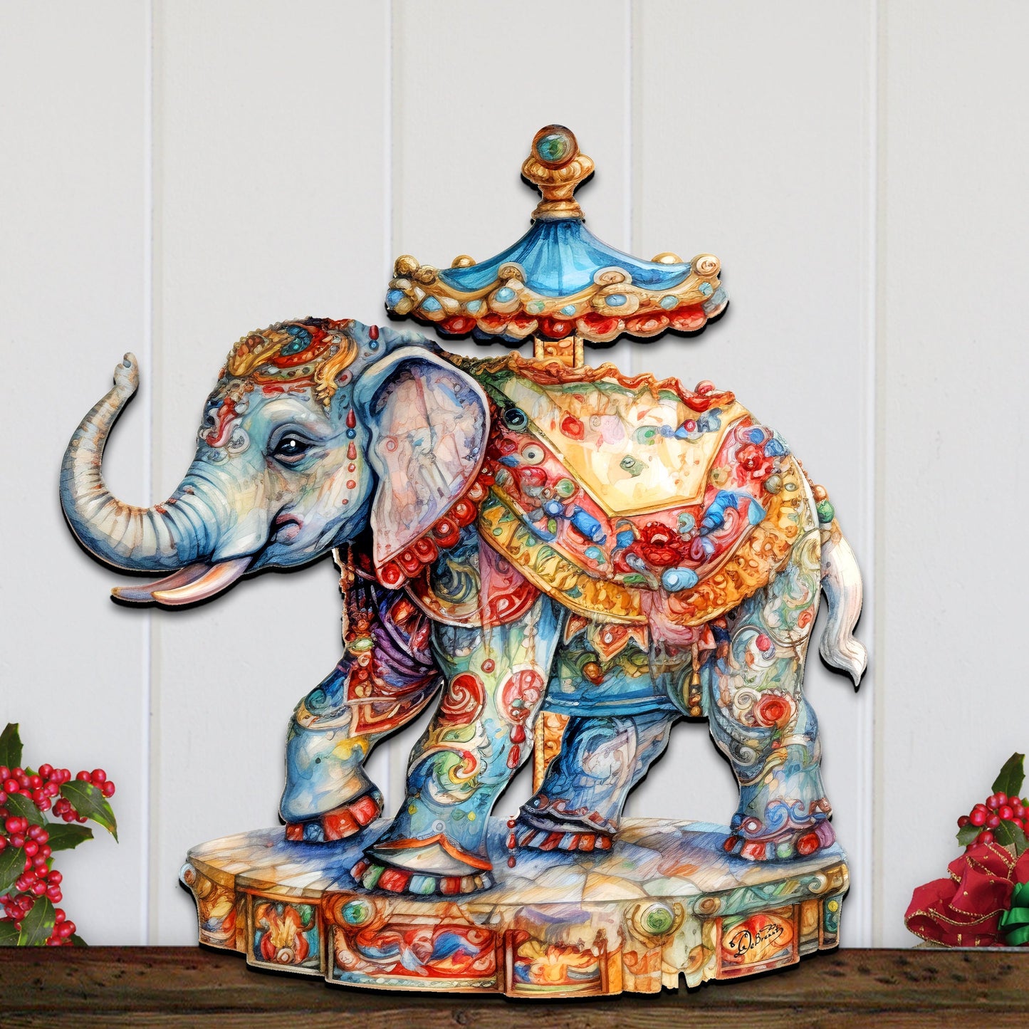 Carousel Elefant Holiday Door Decor  by G. Debrekht - Christmas Decor - 8611029H