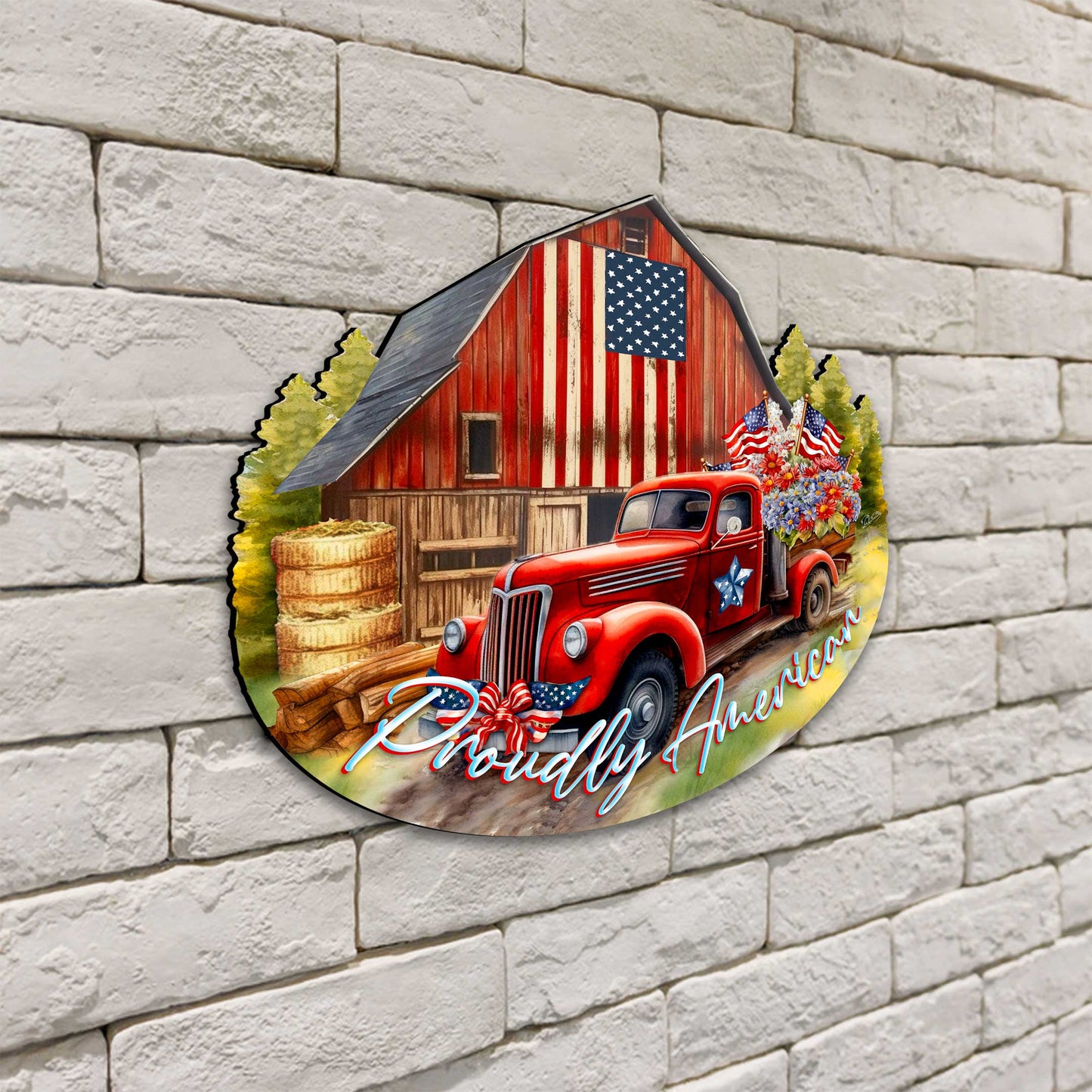 Proudly American Decorative Holiday Door Decor by G. DeBrekht - American Christmas Decor - 8652790H