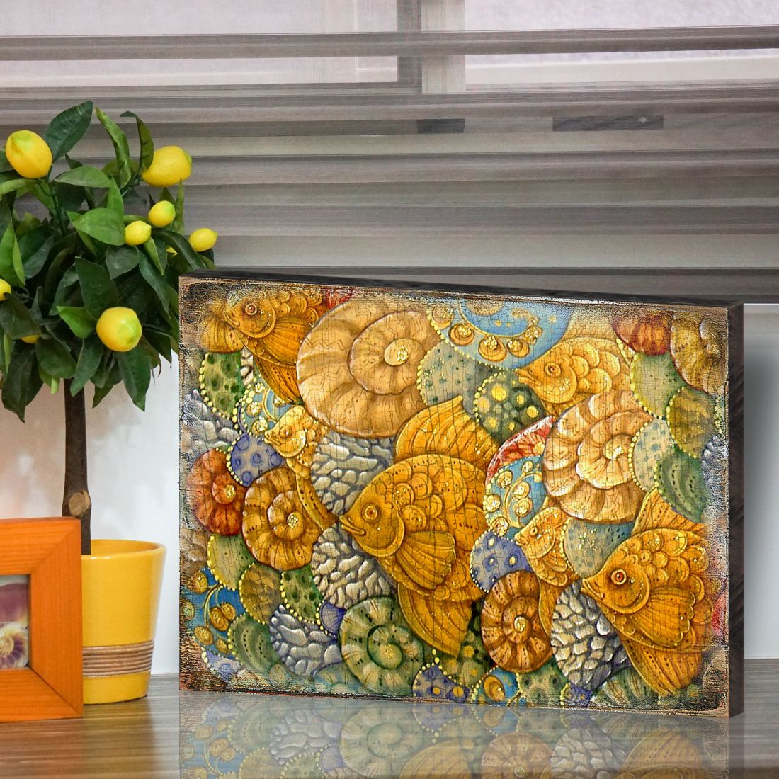 Sonnenberg Fish Wooden Coastal Wall Art by G. DeBrekht - Coastal Sea-Life Decor - 95018B