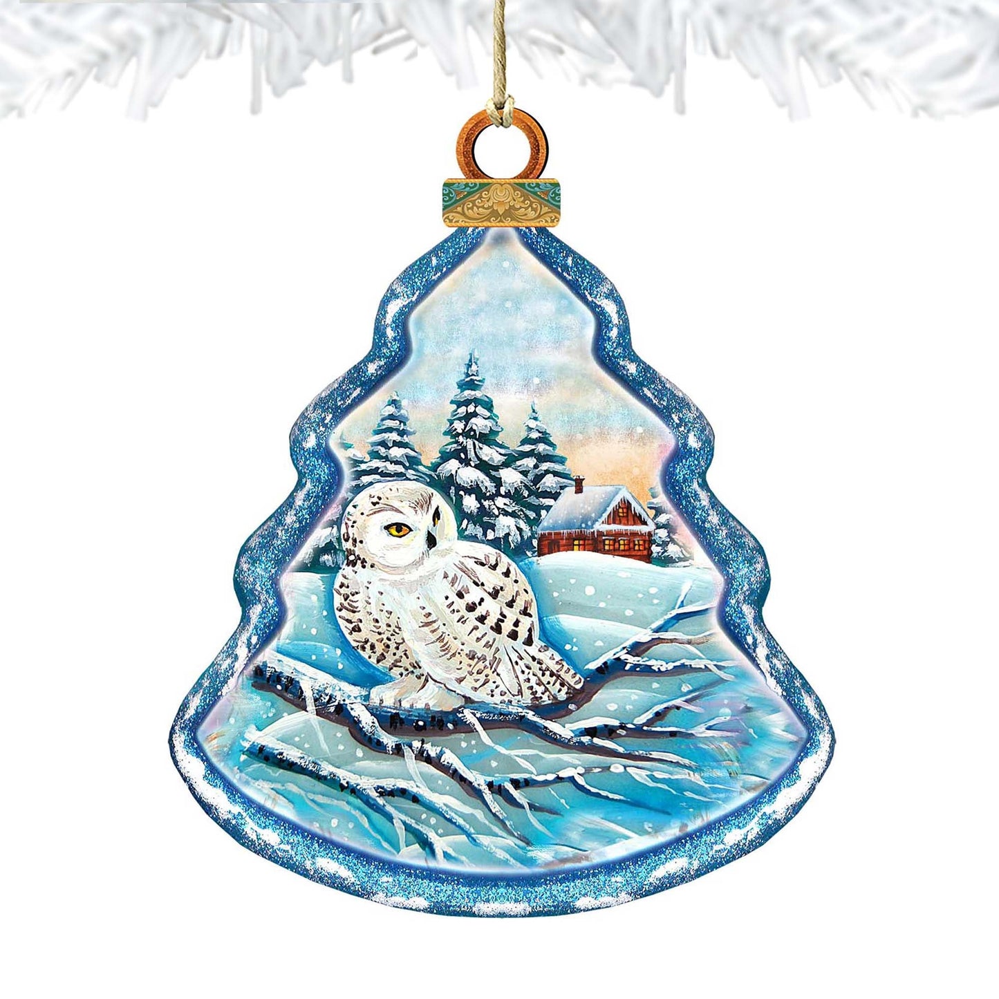 White Owl Wooden Ornaments - Tree Ornament by G. DeBrekht - Wildlife Holiday Decor - 8015221