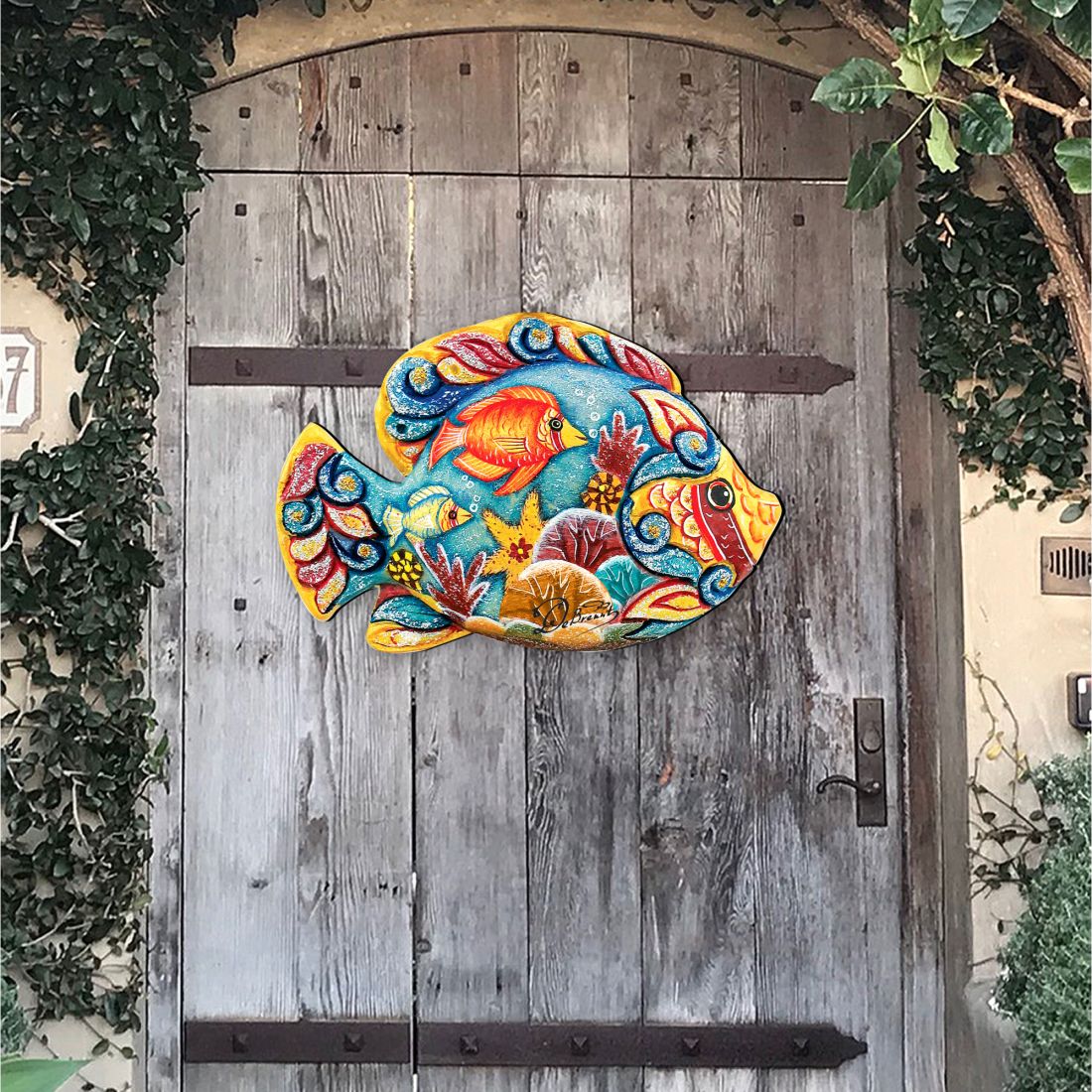 Tropical Fish Beach House Door Decor by G. DeBrekht - Coastal Holiday Decor - 8126121H