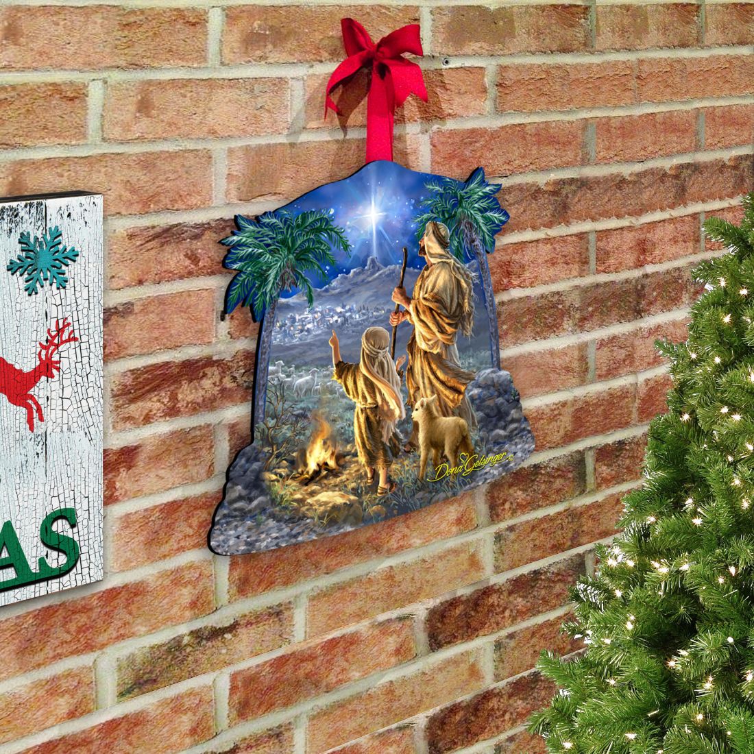 Shepherds Keeping Watching Nativity Door Decor by D. Gelsinger - Nativity Holiday Decor - 8161025H-1838