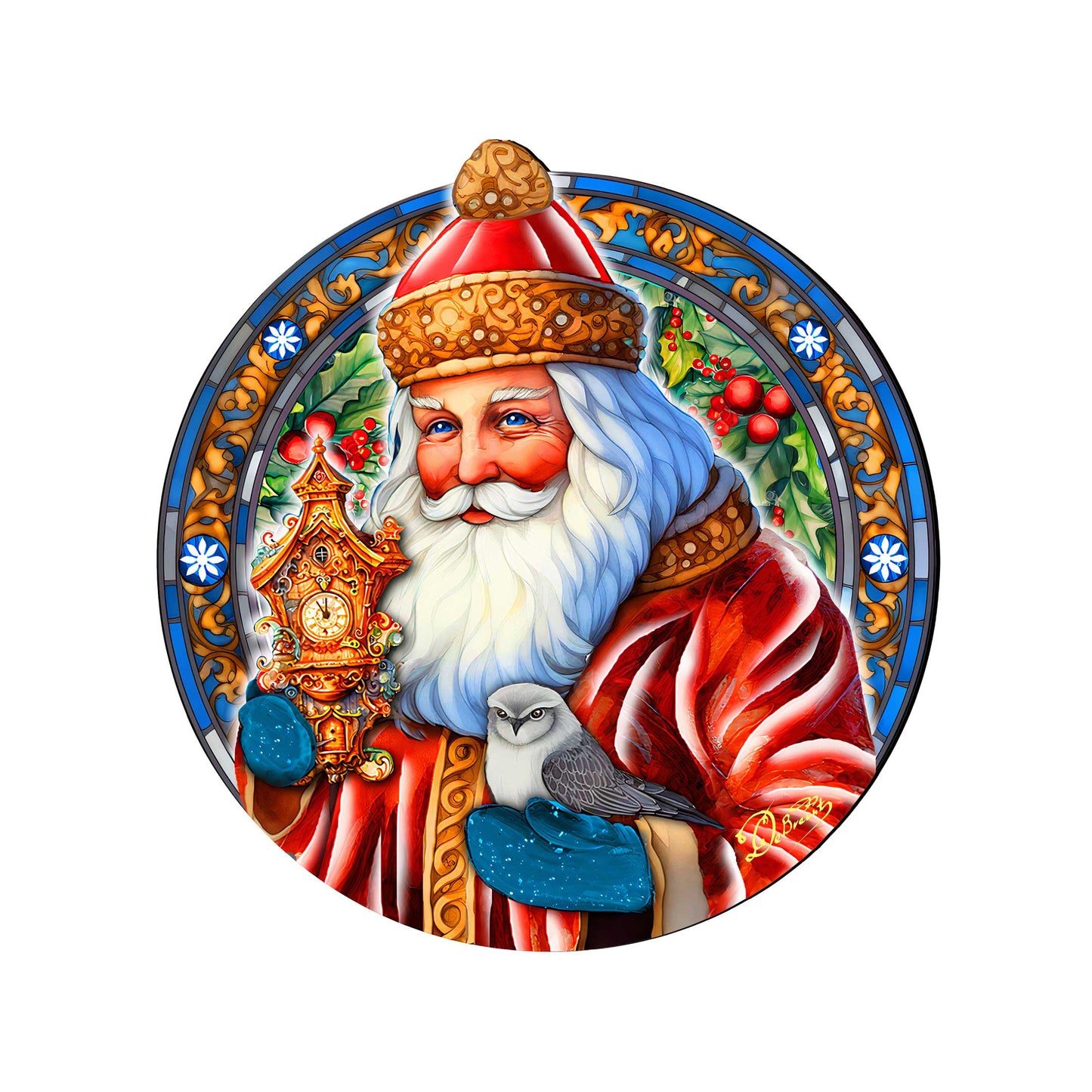 Santa with Clock Holiday Door Decor by G. Debrekht - Santa Snowman Decor - 8652818H