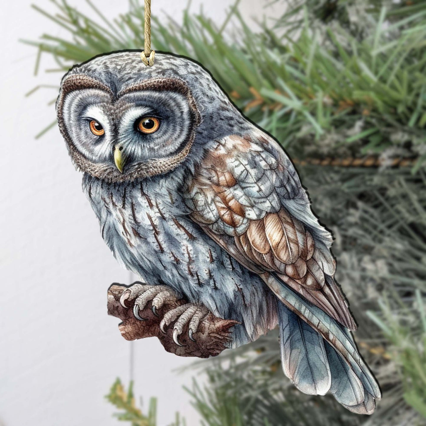 Alaskan Nothern Hawk Owl Wooden Ornaments by G.Debrekht - Wildlife Holiday Décor - 8710004-1