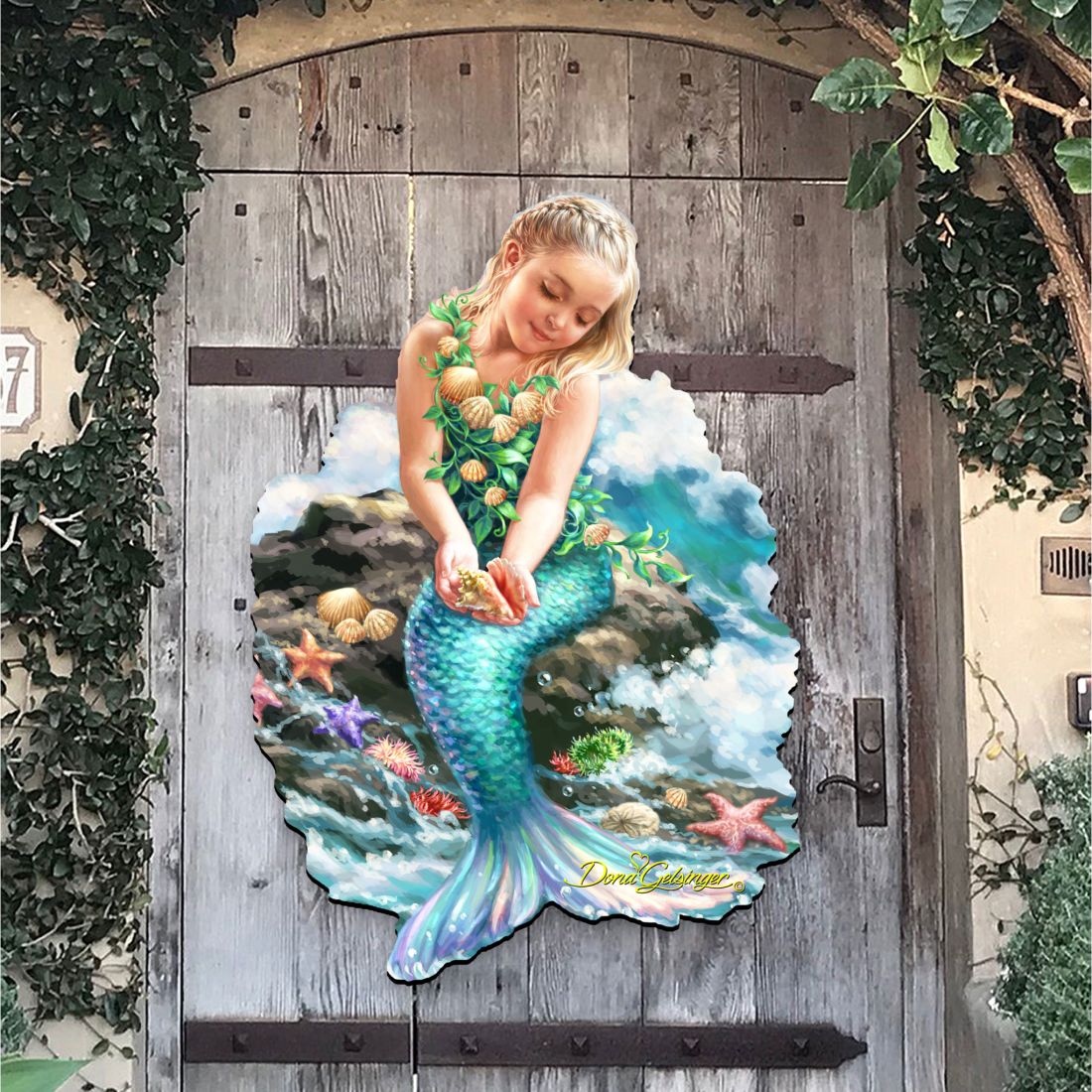 Mermaid Coastal Door Decor by D. Gelsinger - Coastal Holiday Decor - 8141112H-1611