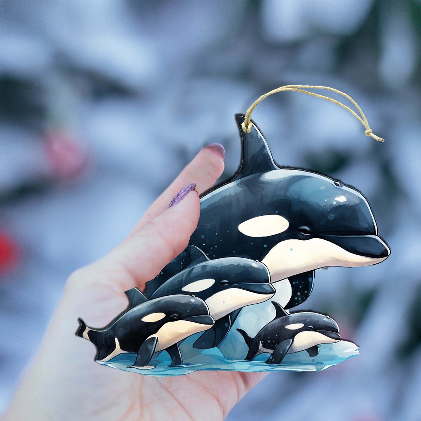 Orca's Family Wooden Ornaments by G.Debrekht - Wildlife Holiday Decor - 8710102-2