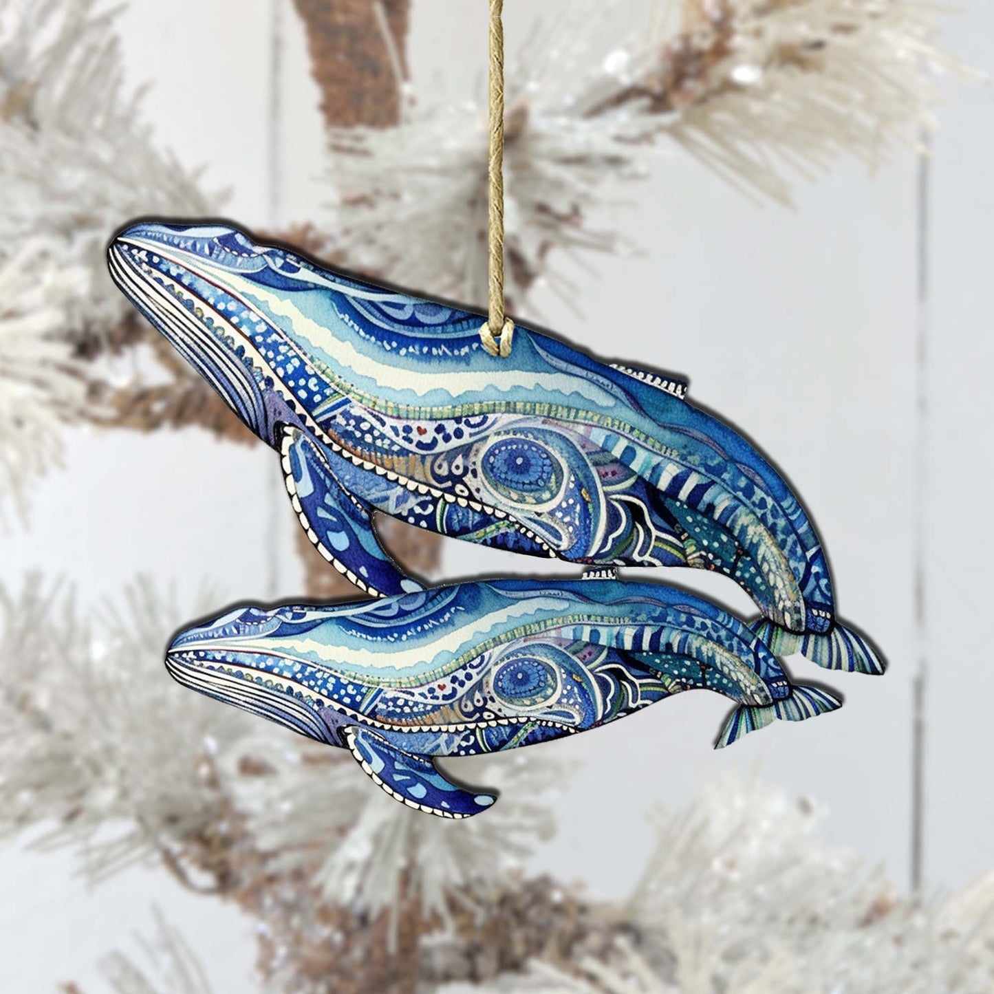 Alaskan Magic Humpback Wooden Ornaments by G.Debrekht - Wildlife Holiday Decor - 8710107-2