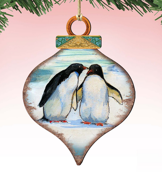 Penguins Drop Wooden Ornaments by G. DeBrekht - Wildlife Holiday Decor - 8035382