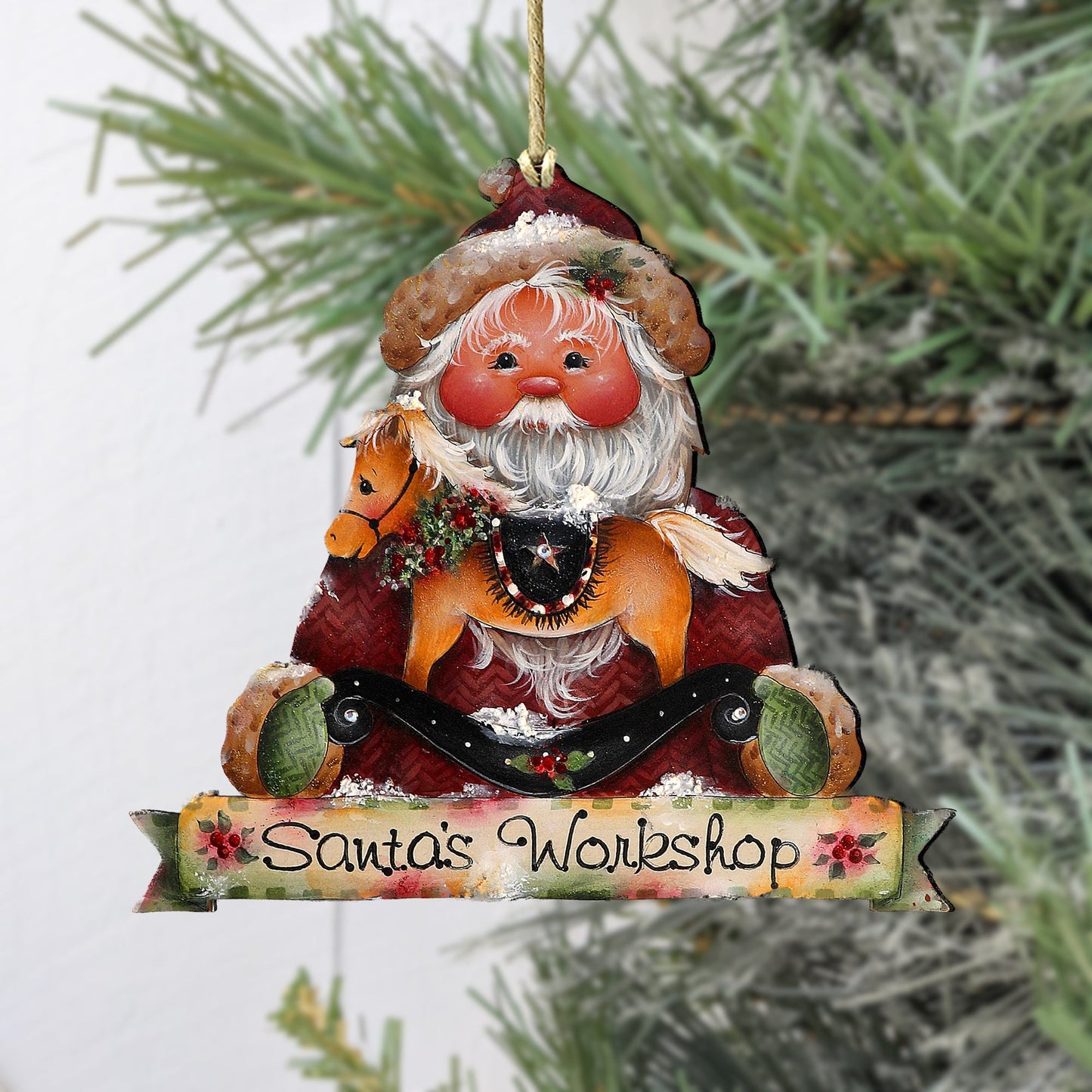 Santa's Workshop Wooden Ornaments by Jamie Mills-Price Christmas Santa Snowman Decor - 8611068-2-MP