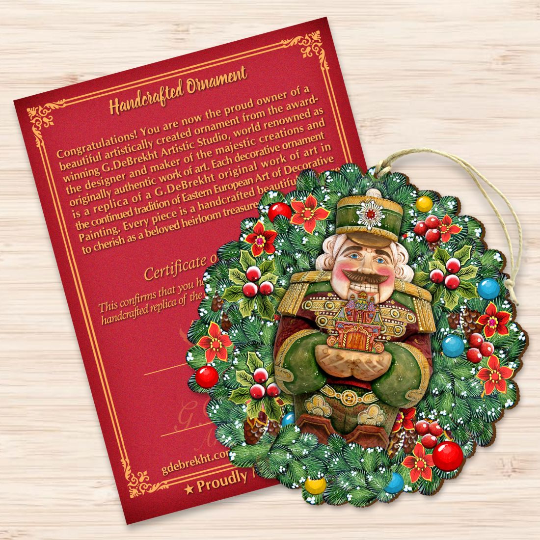 Nutcracker's Wreath Gift Wooden Ornaments by G. DeBrekht - Christmas Decor - 8185321