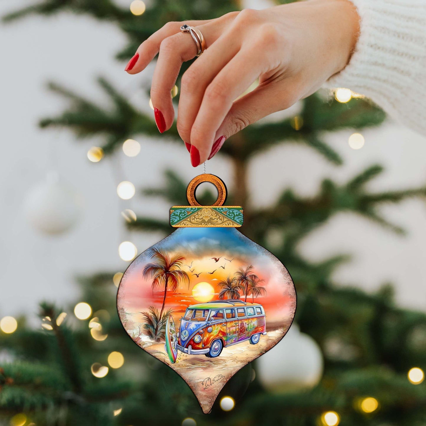 Nautical Christmas Ornaments - Sunset on the Beach Wooden Ornaments by G. DeBrekht Coastal Holiday Decor - 8688170