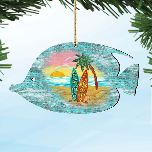 Fish Christmas Wooden Ornaments by G. DeBrekht - Coastal Holiday Decor - 8198527