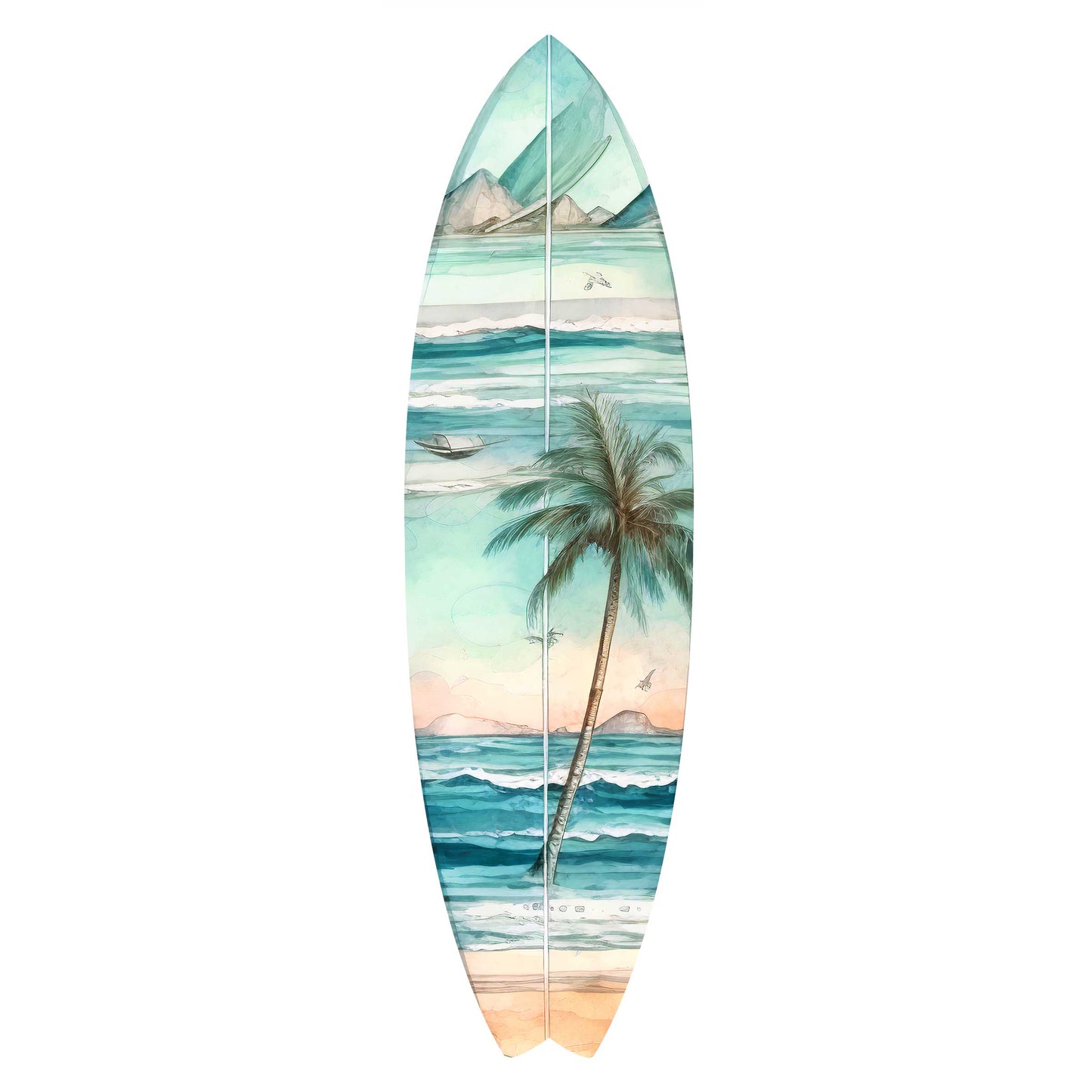 Tropical Palm Surfboard Coastal Wall Art by G. DeBrekht - Coastal Holiday Decor - 8490112HS