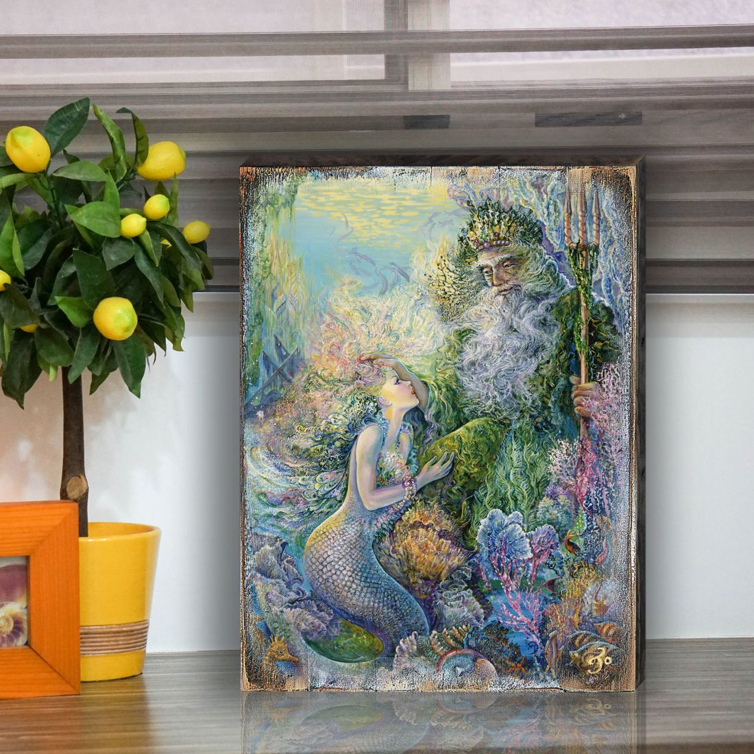 My Savior of The Sea Fantasy Wooden Wall Art by Josephine Wall - Fantasy Decor - 852139-JW