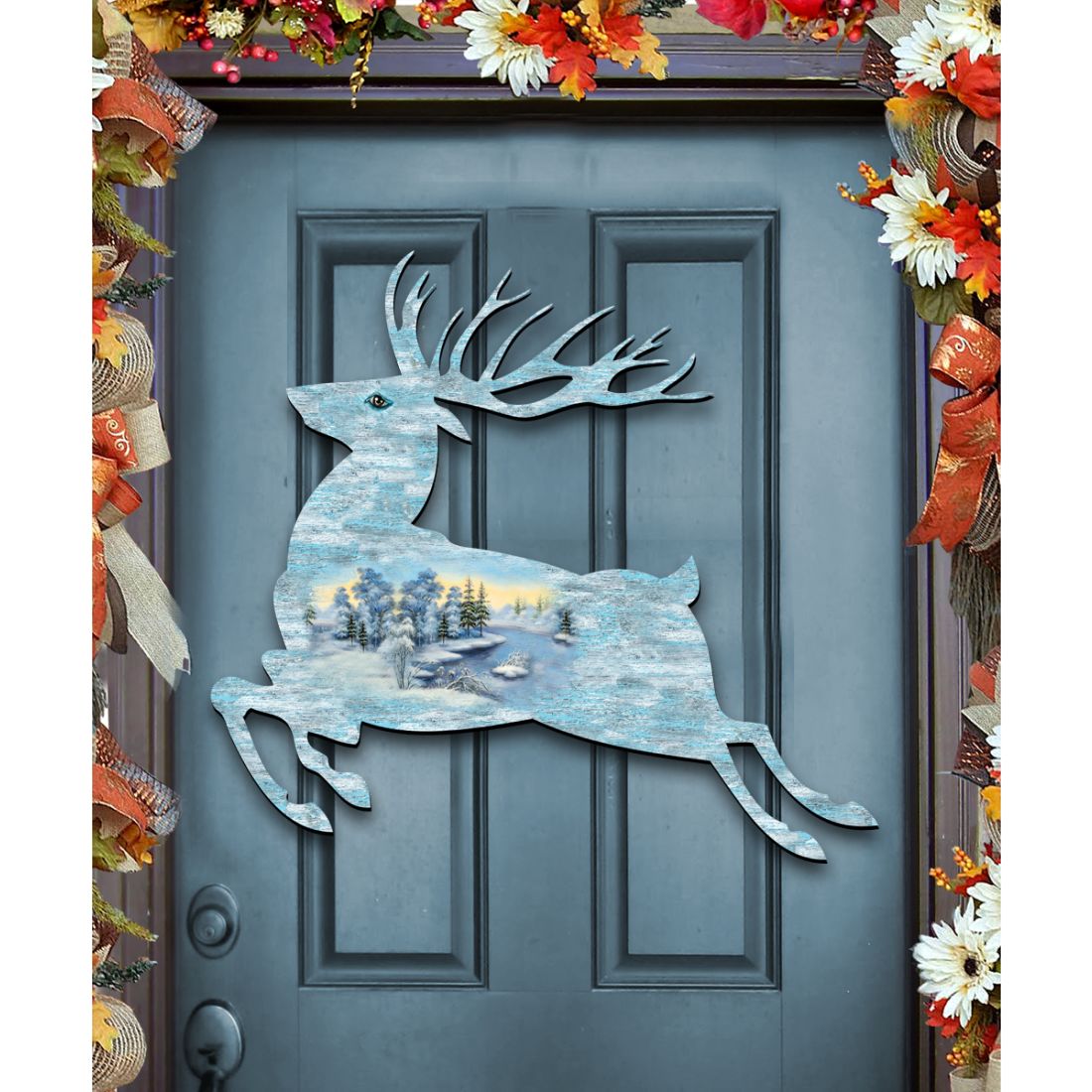 Prancing Deer Wildlife Door Decor - G. DeBrekht - Wildlife Holiday Decor - 8198211-1H