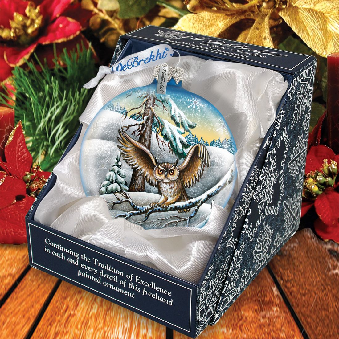 Owl Ball Glass Ornament by G. DeBrekht - Wildlife Holiday Decor - 73413