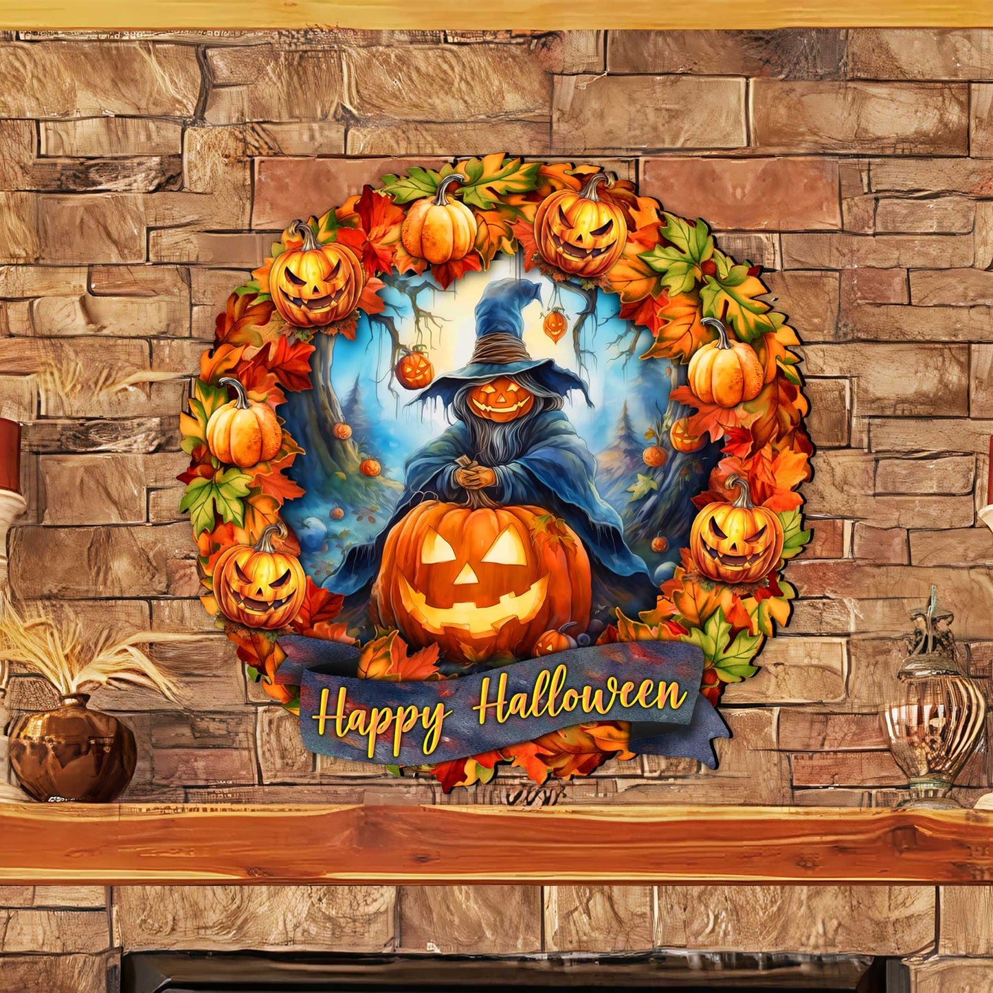 Happy Halloween Wreath Door Hanger by G. Debrekht - Halloween Decor - 8652821H