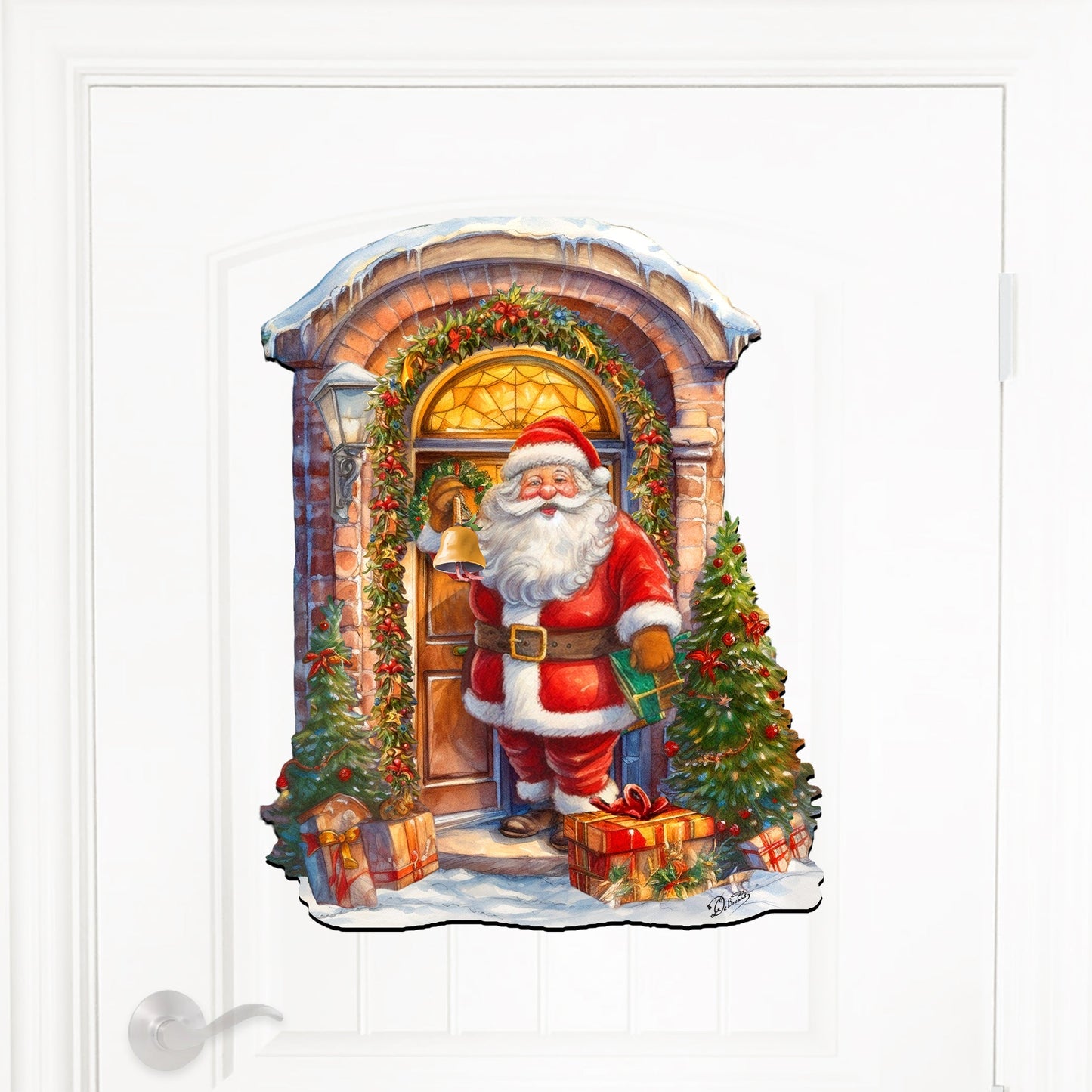 Knocking the door Santa Holiday Door Decor  by G. Debrekht - Christmas Decor - 8611044H