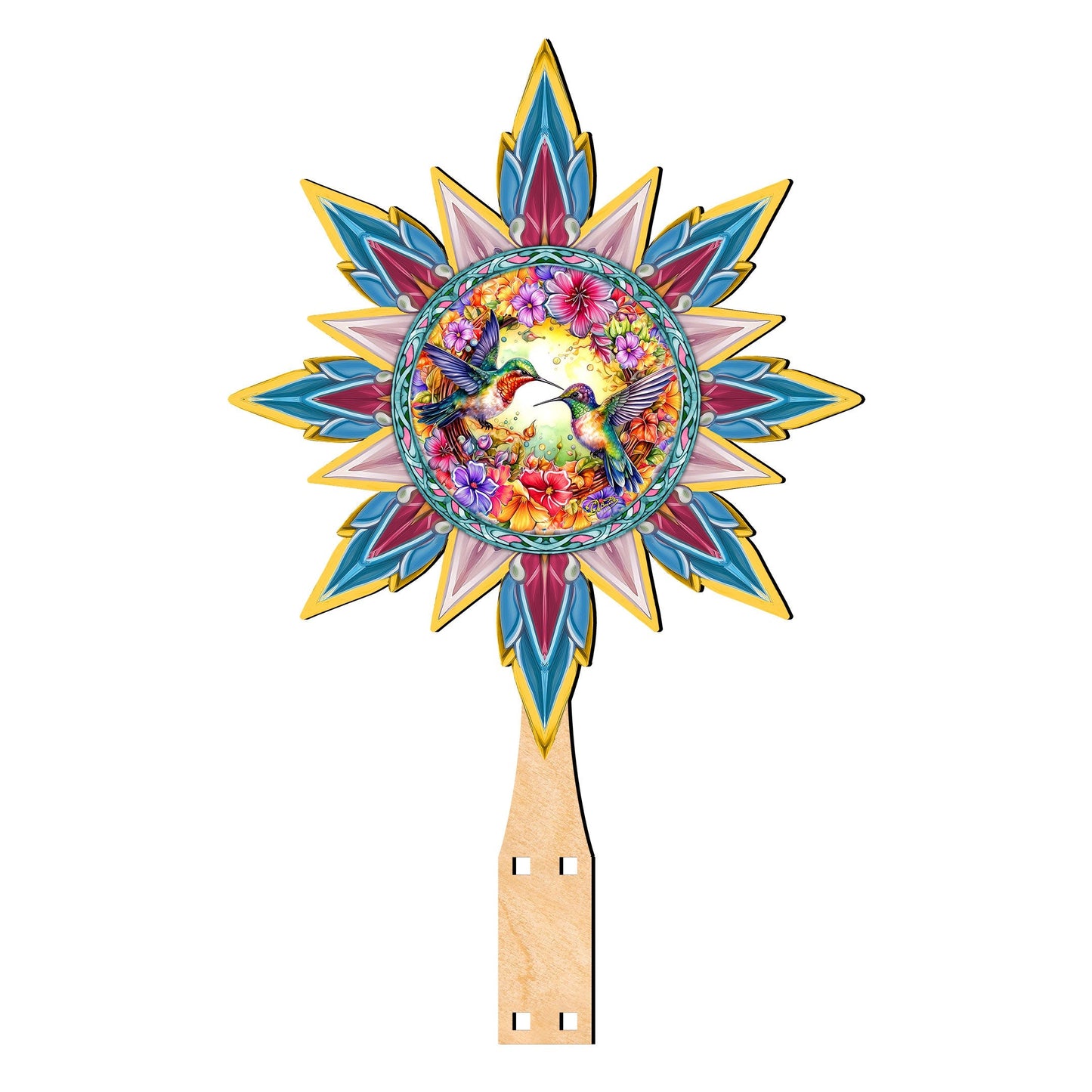 Hummingbird Heaven Star Tree Topper Wooden Decor by G. Debrekht - Wildlife Holiday Decor - 89512