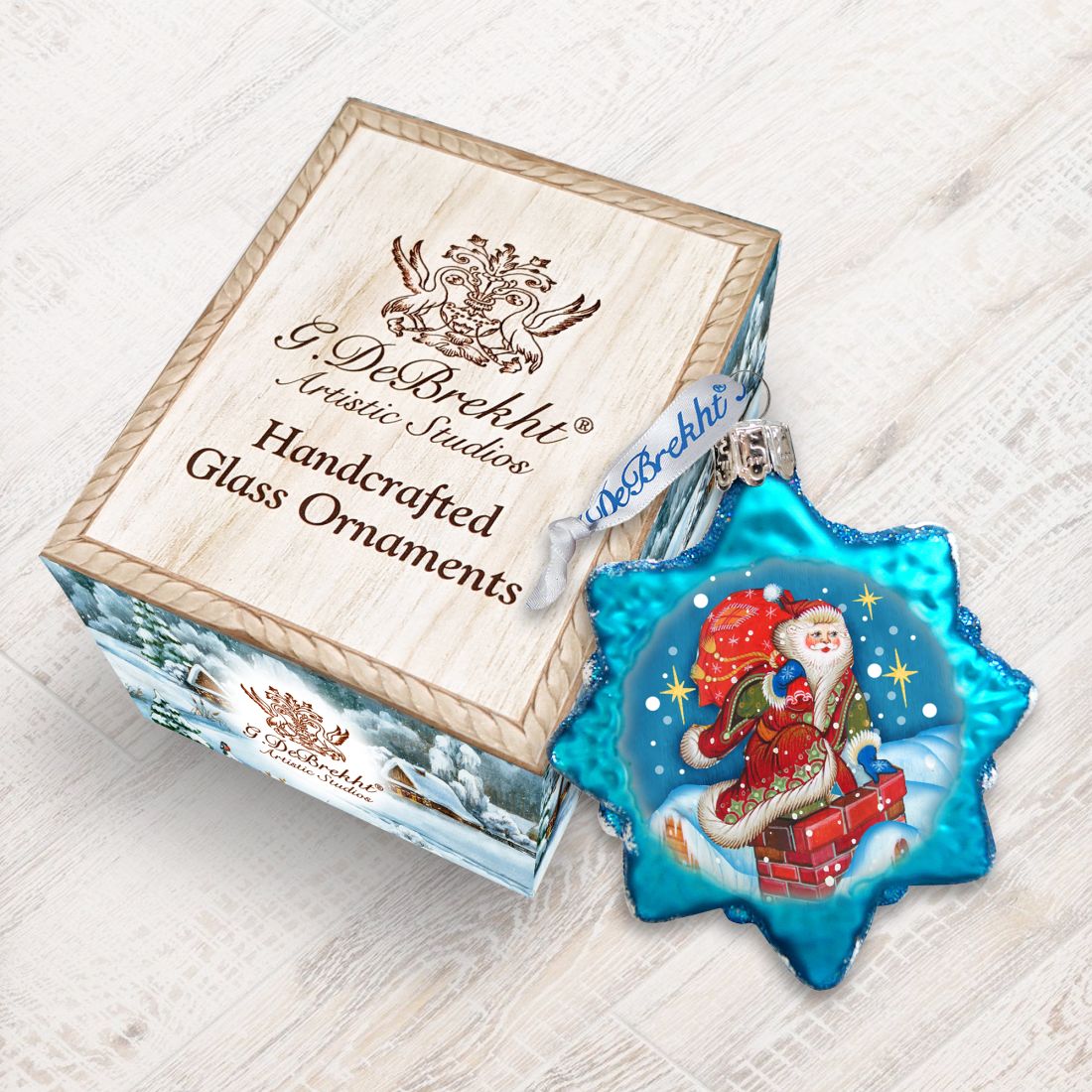 Through the Roof Santa Mercury Glass Ornament by G. DeBrekht - Christmas Santa Snowman Decor - 777387