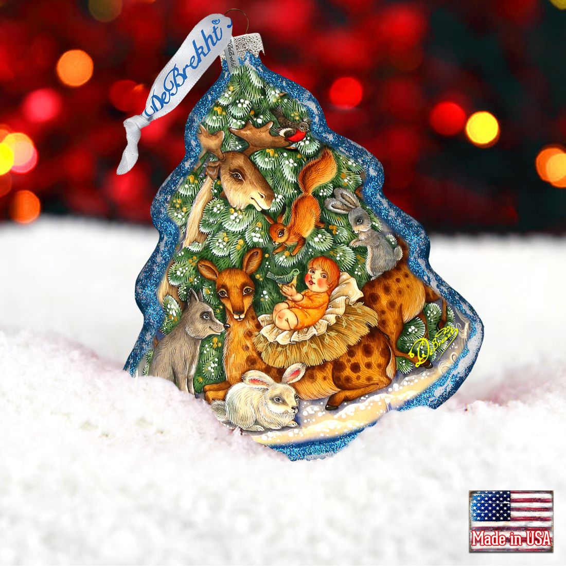 Forest Nativity Glass Ornament by G. DeBrekht - Wildlife Holiday Decor - 762-045