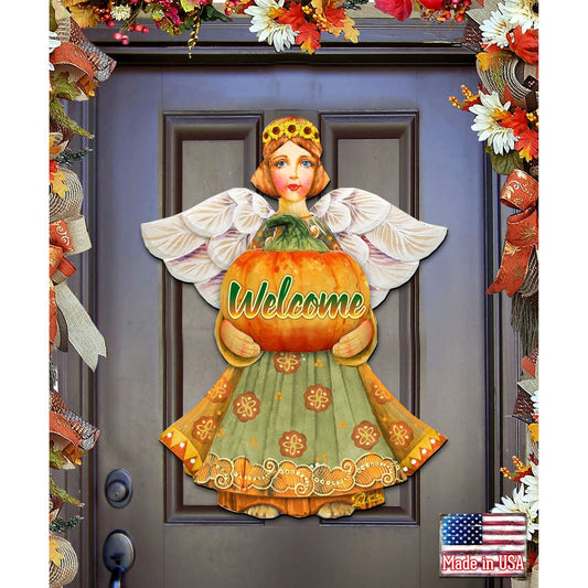 Welcome Fall Angel Halloween Door Decor by G. DeBrekht - Thanksgiving Halloween Decor - 8155232-2H