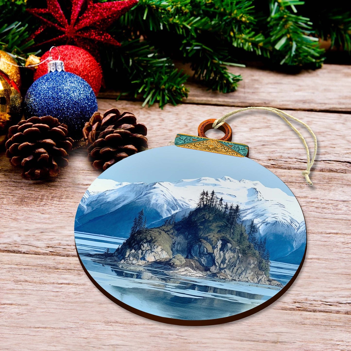 Alaskan Nature's Timeless Beauty Wooden Ornaments by G.Debrekht - Wildlife Holiday Decor - 870073