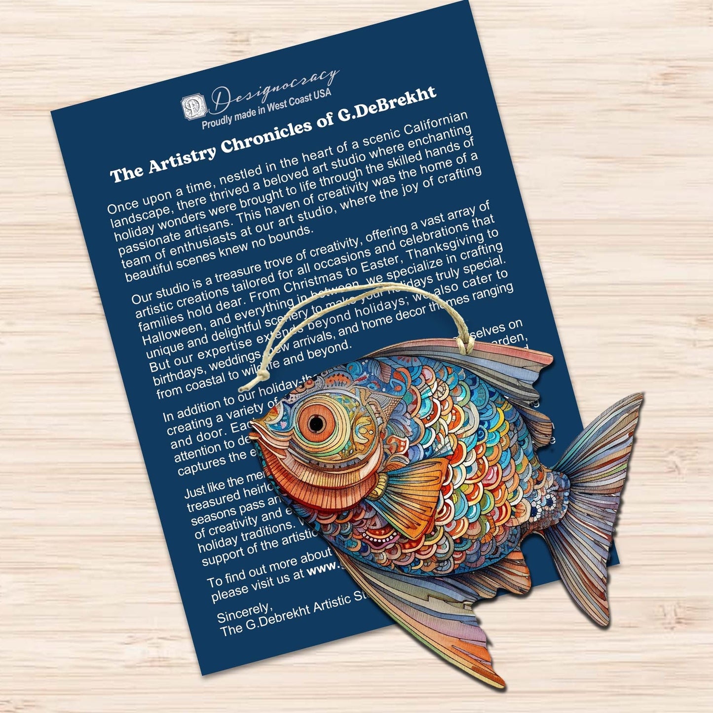 Coastal Fish Decorative Wooden Ornaments Set of 3 by G. Debrekht - Coastal Decor - 8091034-S3