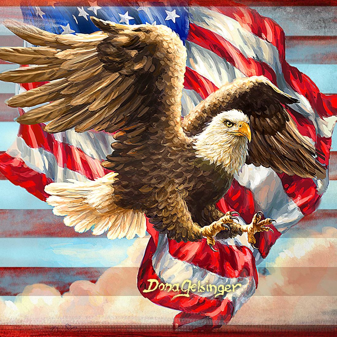 Patriotic American Flag Surfboard Coastal Door Art by D. Gelsinger - American Christmas Decor - 8490108HS