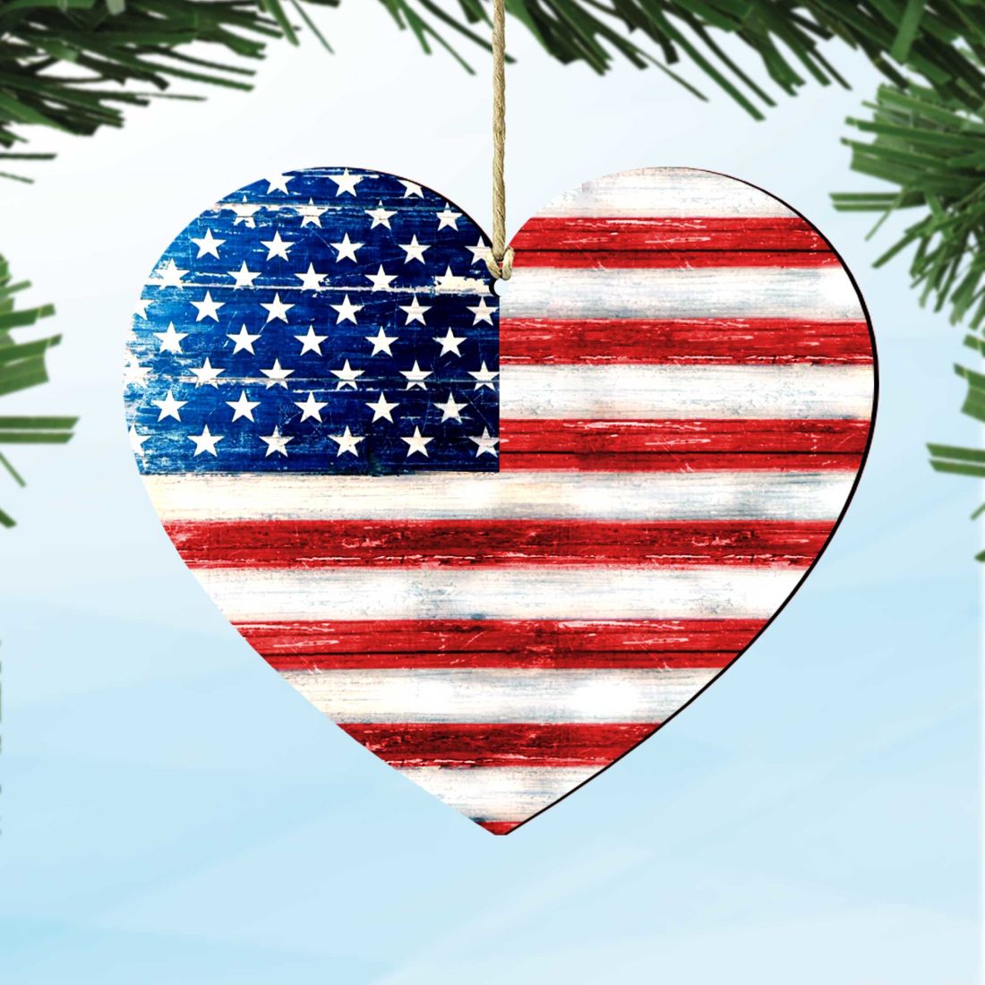 Flag Land that I Love Wooden Ornaments - American Patriotic Decor - 8198915