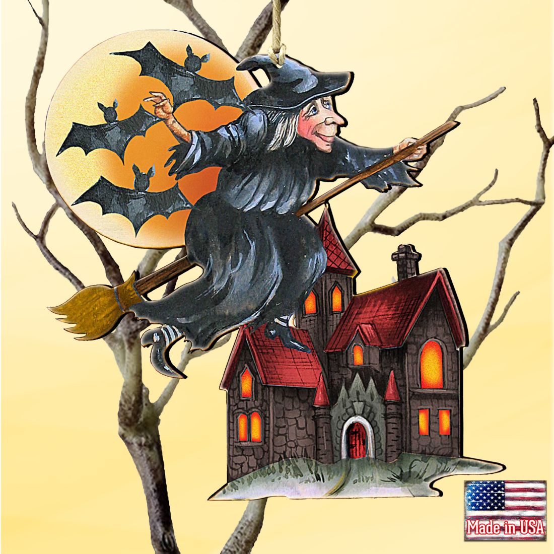 Witch Halloween Wooden Ornaments by G. DeBrekht - Thanksgiving Halloween Decor - 8114010
