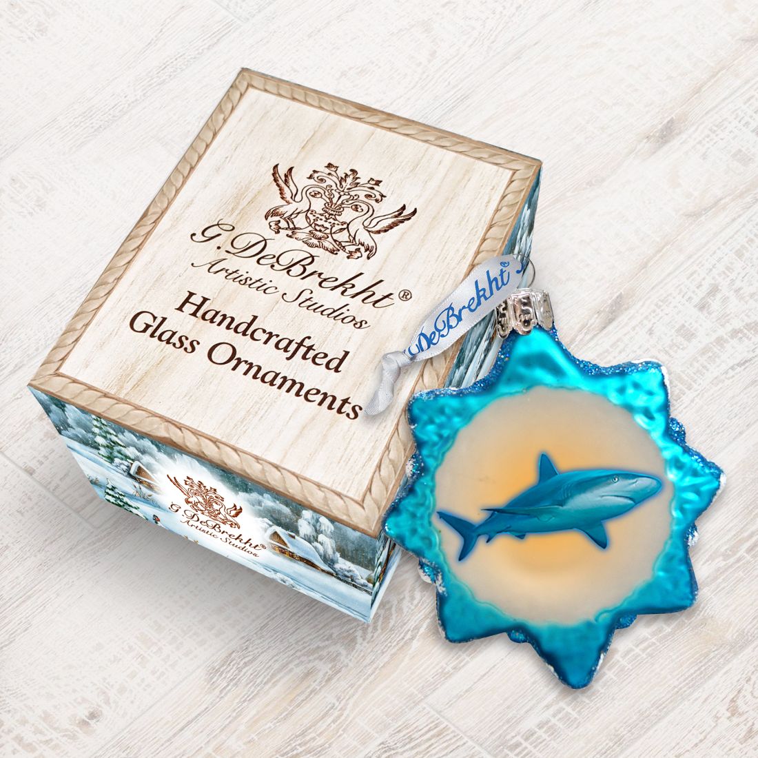 Shark Mercury Glass Ornament by G. DeBrekht - Coastal Holiday Decor - 776287