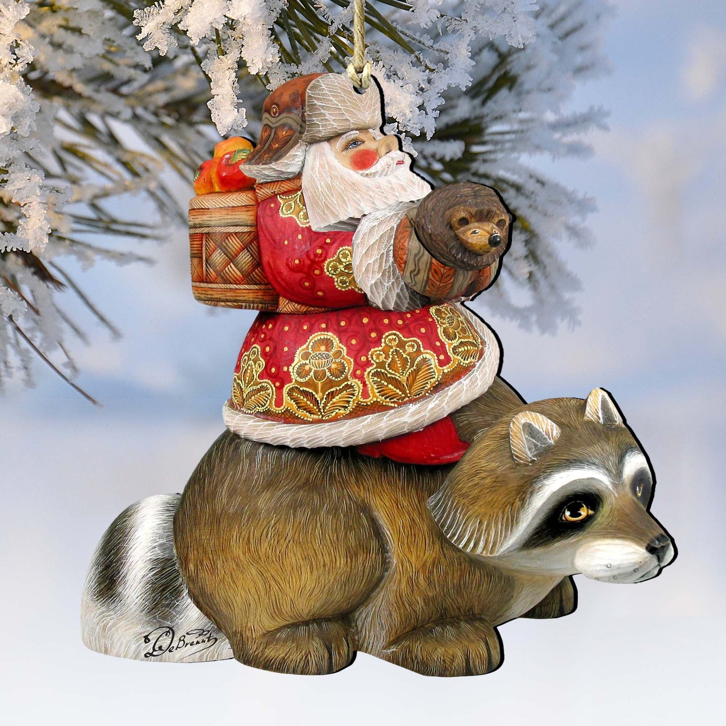 Racoon Santa Wooden Ornaments by G. DeBrekht - Christmas Santa Snowman Decor - 8121636