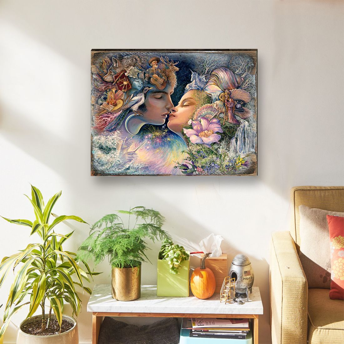 Prelude to a Kiss Fantasy Wooden Wall Art by Josephine Wall - Fantasy Decor - 852150-JW
