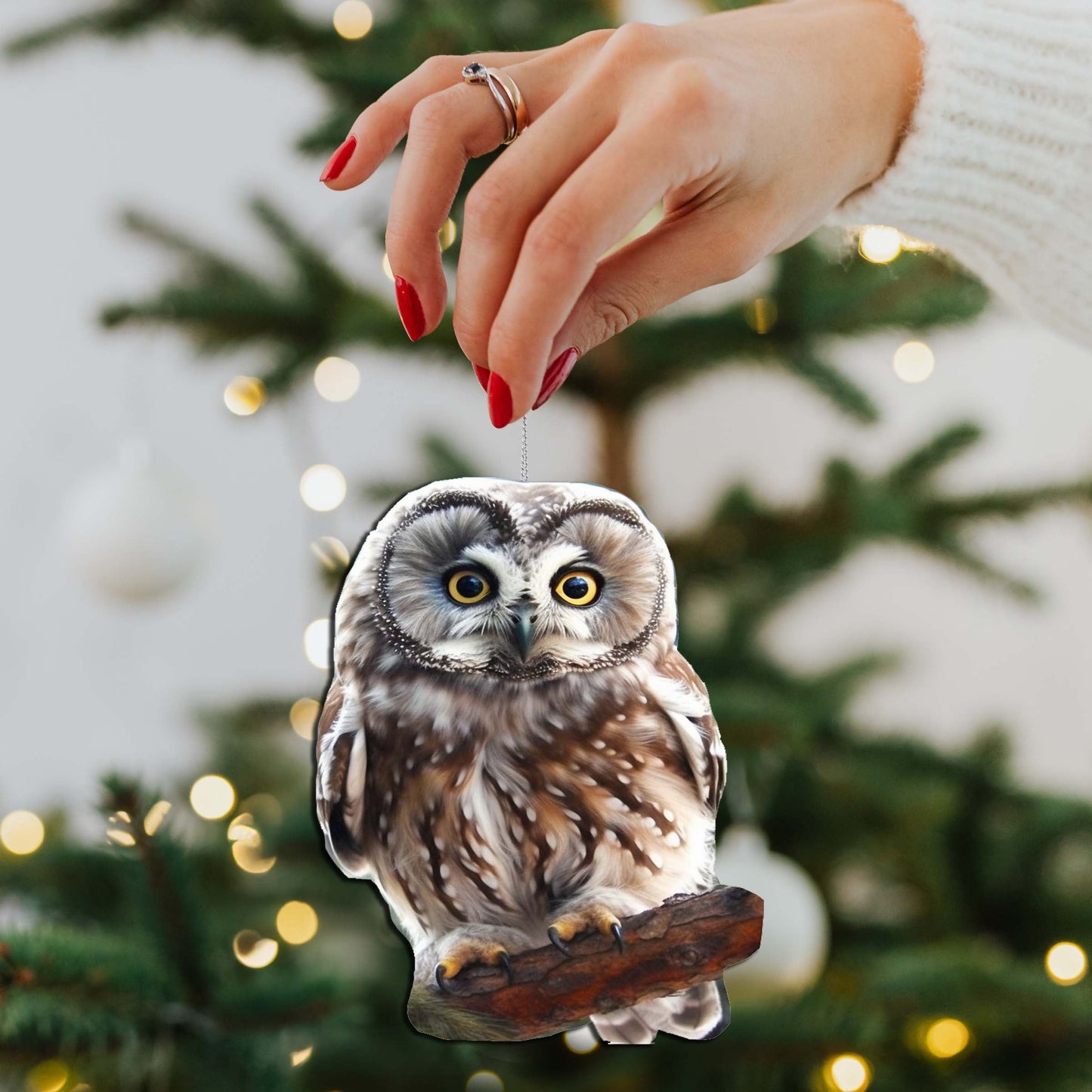 Alaskan Boreal Owl Wooden Ornaments by G.Debrekht - Wildlife Holiday Decor - 8710004-3