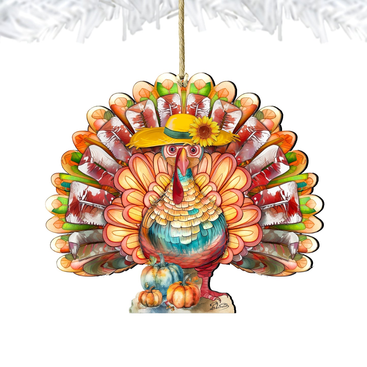 Thanksgiving Turkey Wooden Ornaments by G. DeBrekht Thanksgiving Decor - 8611055